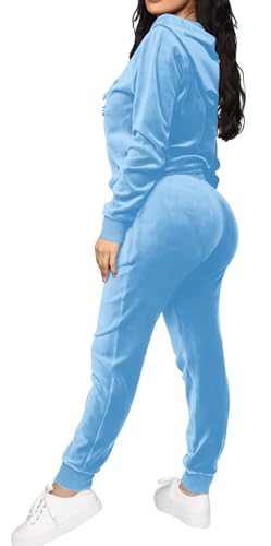 BOGURST Velour Tracksuit Set Womens Sweatshirt Full Zip Hoodie Sweatsuit and Casual Jogger with Pockets3