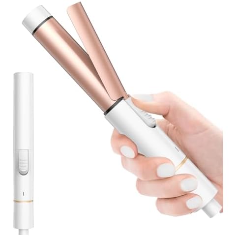 Dual Voltage Curling Iron 1 Inch, Portable Travel Curling Iron 110-240V with Anti-scalding Cover Mini Curling Wand Ceramics 30S Fast Heating Travel Curling Iron for Short Hair,with Storage Bag(White) Cover