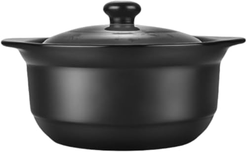 VoyageView セラミックキャセロール、土鍋、シチュー鍋、直火スープ鍋、一人用鍋、キャセロール、家庭用小型ガス鍋、飛散防止、高温空焚き防止、ノンスティック底、飛散防止、浅型セラミック鍋、電気炊飯器、直火、保温 (1Lキャセロール【1人用】) [並行輸