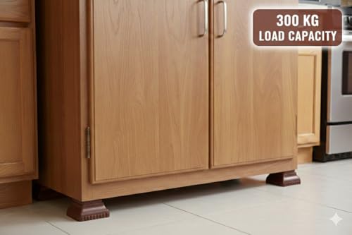 Image of U-MAX 4-Pack Sofa & Bed Leg Lifts, Anti-Slip Base for Stability, Increases Height, Prevents Floor Scratches, Legs Refrigerator Stand (Brown, New Squar Stand)