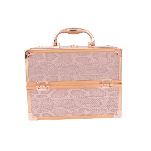 Image of Vanity Box for Women Makeup Organizer Box Clip-and-Go Makeup Bag with Elegant Closure Professional Travel Makeup Case Portable Artist Cosmetic Brush Organizer Storage Bag |(Rose Gold)