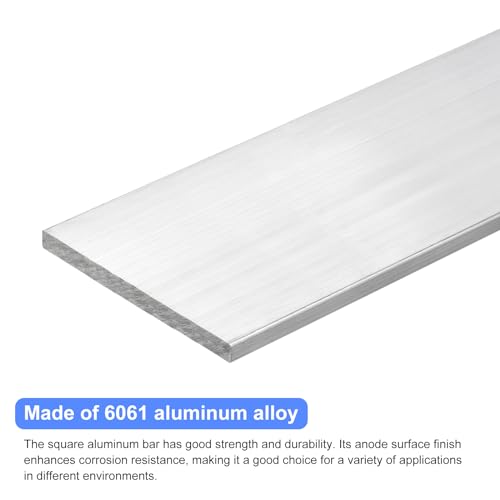 Image of uxcell Square Aluminum Flat Bar, 1 /4 inch Thick 3.1 inch Width 10 inch Length Square Aluminum Bar 6061 Aluminum Flat Plate, 6 x 80 x 254mm T6511 Solid New Mill Stock for Industrial Building