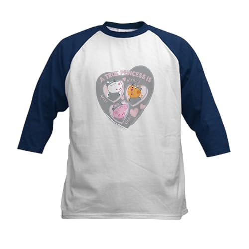 CafePress Peppa Pig True Princess Baseball Jersey Kids Cotton Baseball Jersey, 3/4 Raglan Sleeve Shirt Navy/White