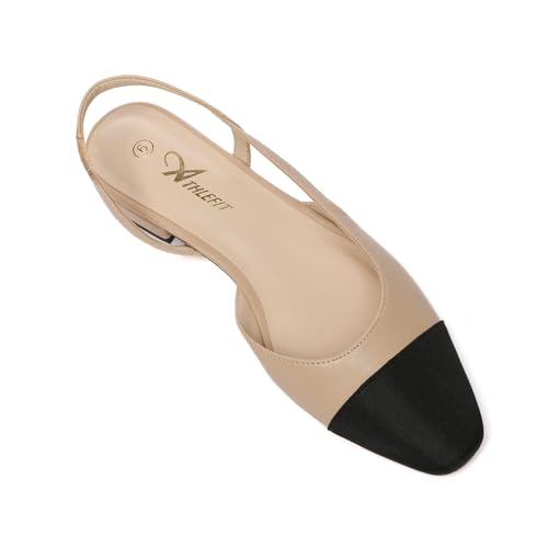 Athlefit Slingback Flats for Women Square Pointed Toe Two Toned Flats Wedding Pumps for Women Nude Size 6.5 by Athlefit - Used condition - Image 7