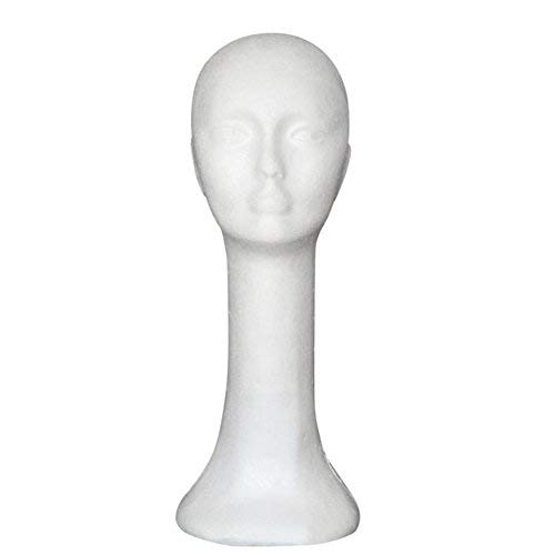 Dyllutrwhe Foam head Female Styrofoam Human Head Long Neck Mannequin Wig Hat Glasses Display Stand Model for Salon Cosplays Shop Painting Head Models White