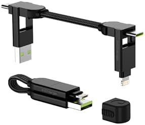 Rolling Square inCharge X, Multi Charging Cable, Portable Keychain Charger Cable, 6-in-1 with 100W Ultra-Fast Charging Power, Multi Charger (Lava Black)