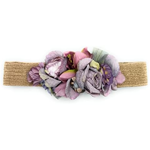 BRANDELIA Cinturones Elásticos Mujer con Flores Artificiales Cover