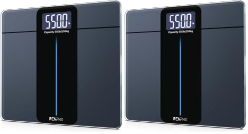 Image of RENPHO 550lb Scale for Body Weight, Digital Bathroom Scale with Large LED Display, Big Platform Weighing Machine with Extra-High Capacity, Most Accurate to 0.05lb, 13x11.8in, Core 1L (Pack of 2)