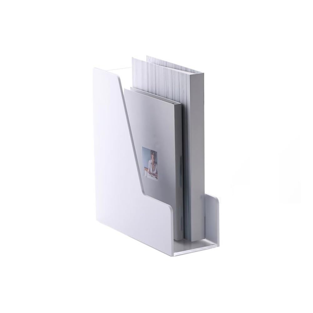 J9V4G6S3B5 Desktop File Rack Magazine File Holder, Space-Saving Organizer for Paper Documents(White)