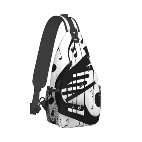 Bolso Bandolera Deportiva Negro con Nota Musical miniatura 2