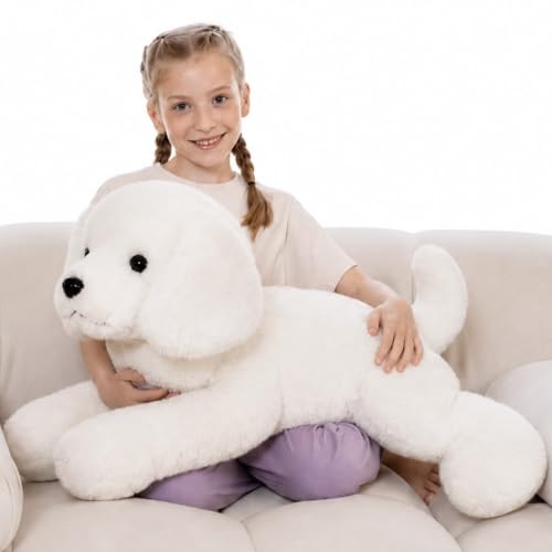 Image of BENINY 31.5 Inch White Lab Stuffed Animal, Giant Realistic Dog Plush Pillow | Dog Lover Birthday Gift for Kids