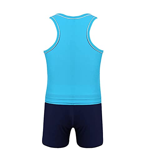 Image of Kids Girls Two-Piece Swimsuits Sleeveless Swim Tops with Boyshorts Athletic Tankini Outfit Set Swimwear