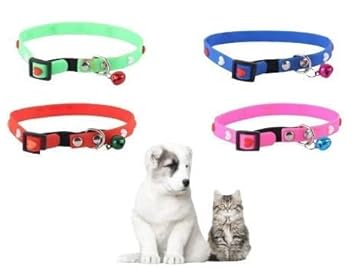 RvPaws Adjustable Soft Silicon Embossed Heart Design Puppy Cats Kitten Collars - Color May Vary
