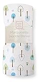 SwaddleDesigns Marquisette Swaddling Blanket, Premium Cotton Muslin, True Blue Cute and Calm