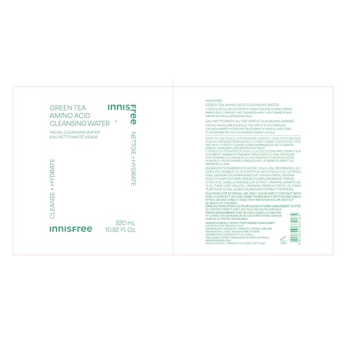 Innisfree Green Tea Amino Acid Cleansing Water, Hydrating Micellar Water, Korean Skincare Makeup Remover thumb #9
