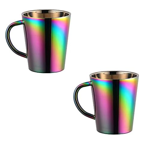 TUPMFG Farbig Kaffeetassen 2er Set 300ml Edelstahl Kaffeebecher Doppelwandig Trinkbecher Cover