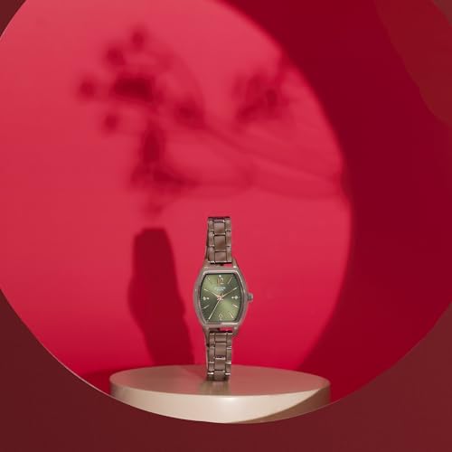 Image of Sonata Poze 8 Quartz Analog with Green Dial IP Brown Stainless Steel Strap Watch for Women - SP80166QM01W