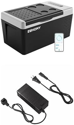 Bundle of EUHOMY 12 Volt Refrigerator, 19QT(18L) Compressor Electric Cooler+EUHOMY AC Power Cord