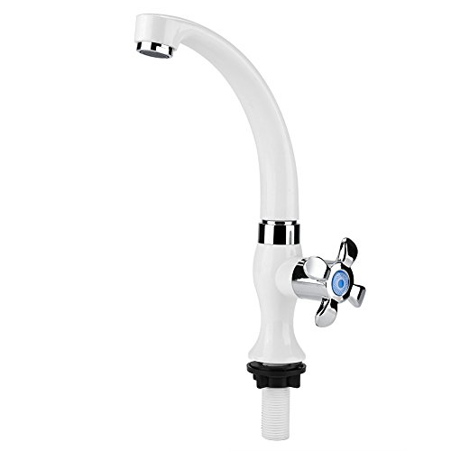 Rubinetto per Lavello Acqua Fredda, Monocomando Un Foro Alto Arco Barra Leva Cucina Girevole Piccolo Moderno Preparazione G1/2 Senza Tubo Casa Giardino Esterno Barca Camper(Manico fiore)