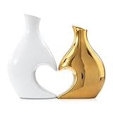 YZIZO - Juego de 2 jarrones de cerámica en forma de corazón, boda para pareja