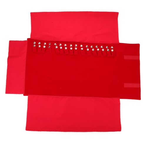 Beaupretty Organizador de Joyas Enrollable Rojo de Tela para Viaje Bolsa Plegable Antiarañazos para Collares Pulseras y Pendientes Estuche Portátil y Espacioso