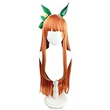 コスプレウィッグ サイレンススズカ ウィッグ wig 仮装 コスチューム オレンジ ストレート かつら小物 変装 仮装 撮影 ハロウィン イベント cosplay (ウィッグ＋髪飾りセット)