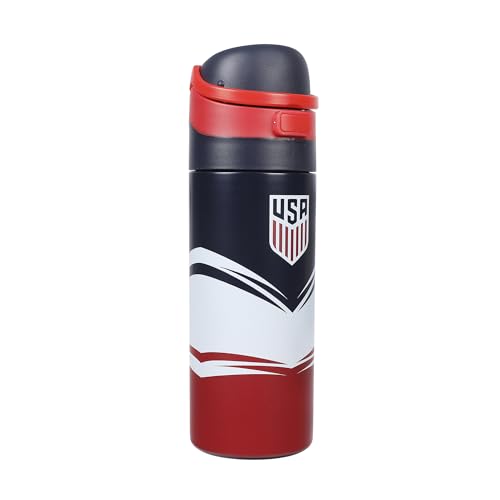 Image of US Soccer Logo Tribal Crest 24 Oz Blue Stainless Steel Water Bottle