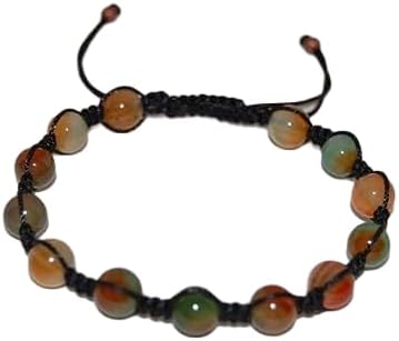multi agate round smooth 8mm multi color beads adjustable thread cord bracelet for men, women, meditation, yoga, healing, prosperity.