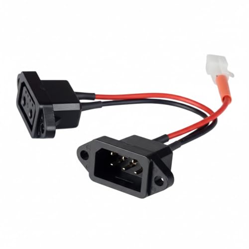 Image of D-Type Female Charger Socket for Electric Scooter, Compatible with Okinawa Type, 23cm Length, Black, with Wire and Coupler