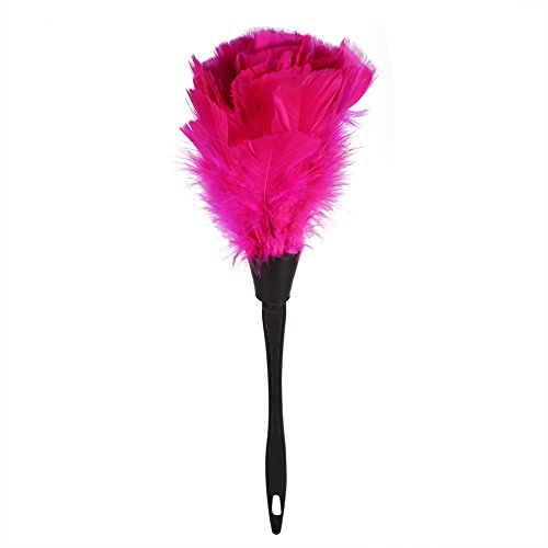 DEWIN Turkey Feather Duster - Rose Red Turkey Feather Duster, Soft Turkey Feather Duster Brush with Black Handle, Home Furniture, Car Cleaning Tools (Color : Rose Red)