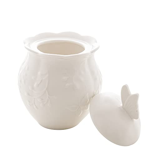 Açucareiro de Porcelana New Bone Butterfly Flower 9,5cm x 9,5cm x 13,5cm - Lyor