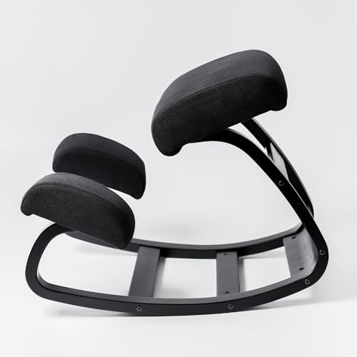 Sleekform Ergonomic Kneeling Chair | Rocking Balancing Wood Knee Stool | Posture Chair for Bad Backs, Neck Pain & Spine Tension Relief | Orthopedic Balance Seat & Thick Comfortable Knees Cushions
