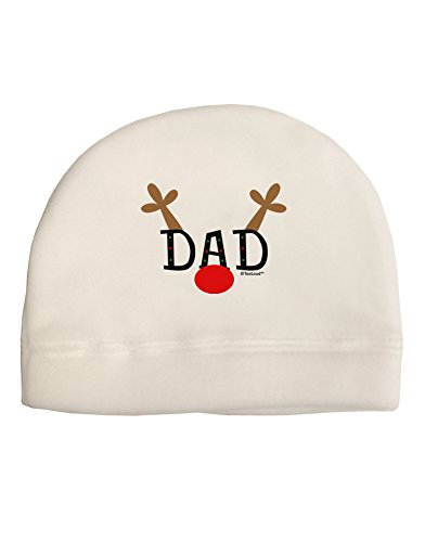 TOOLOUD Matching Family Christmas Design - Reindeer - Dad Child Fleece Beanie Cap Hat White