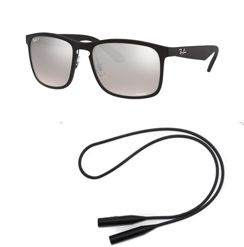 Ray-Ban RB4264 Sunglasses Bundle: RB 4264 601S5J Matte Black Grey Mirror Silver and Universal Anti-slip Silicone Leash2