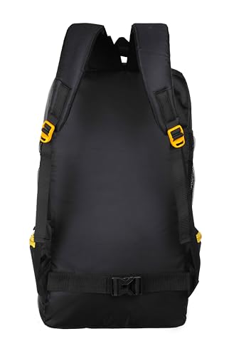 Image of FEDRA 65 LTR Rucksack Travel Backpack for Trekking, Hiking with Shoe Compartment, Black and Yellow