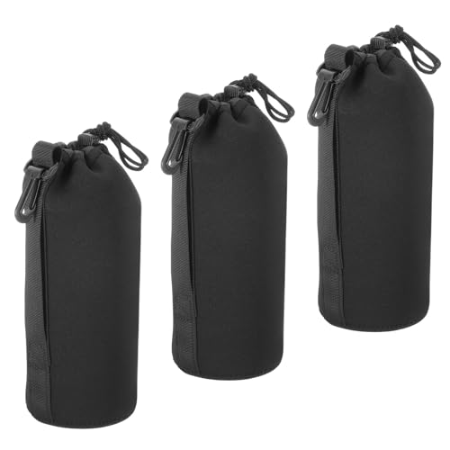 PATIKIL Camera Lens Bag, 3 Pcs 3.7" ID x 9.8" H Drawstring Lens Pouch with Thick Protective Neoprene