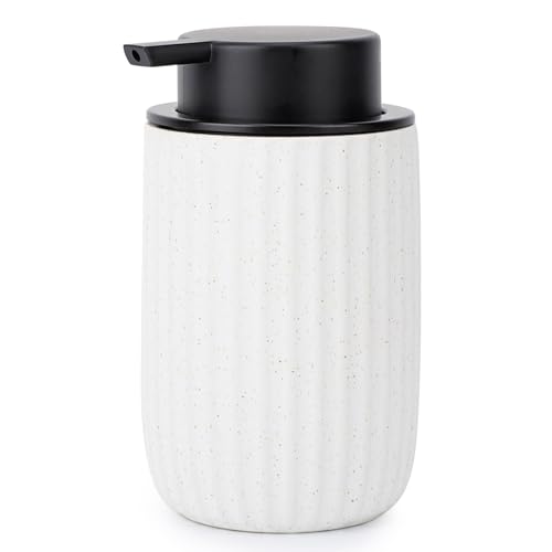 Image of Segbeauty White Soap Dispenser Ceramic, 10.8oz Refillable Liquid Soap Dispenser for Modern Home Farmhouse Decor, 320ml Empty Press Pump Bottle Lotion Liquid Containers for Bathroom Kitchen