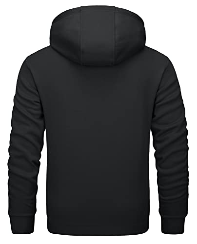 Tacvasen Men's Casual Fleece Hoodie Fashion Athletic-Fit Cycling Workout Fleece Hooded Sweatshirt Black, L #TOP2