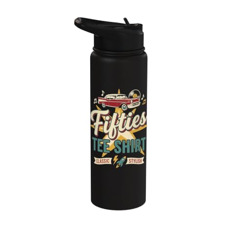 50s Retro Vintage Fifties Rock and Roll Sock Hop Nostalgia Stainless Steel Insulated Water Bottle