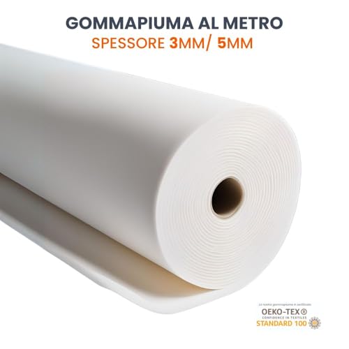 TENDAGGIMANIA Schaumstoff Polster für Polsterei und DIY polsterung schaumstoffplatte, moosgummi weiß, Dicke 0,5 cm, ideal für Sofa, Stuhl, Sessel – Schaumstoff dünn Meterware