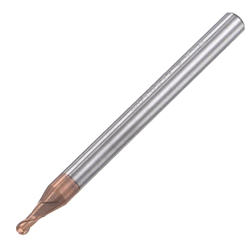 Image of uxcell Ball Nose End Mill 1mm Tip Radius Solid Carbide AlTiSin Coated CNC Router Bits 2 Flute Spiral Milling Cutter HRC55 with 4mm Shank 50mm (2-inch) Length