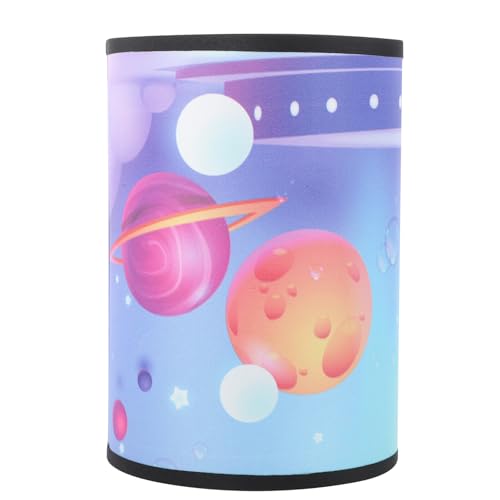 DEARMAMY Pantalla de Lámpara de Mesa Infantil Dibujos Animados y Temática Espacial Pantalla de Lámpara para Dormitorio Tela para Habitación Infantil Diseño 5º Modelo Colorido y Decorativo