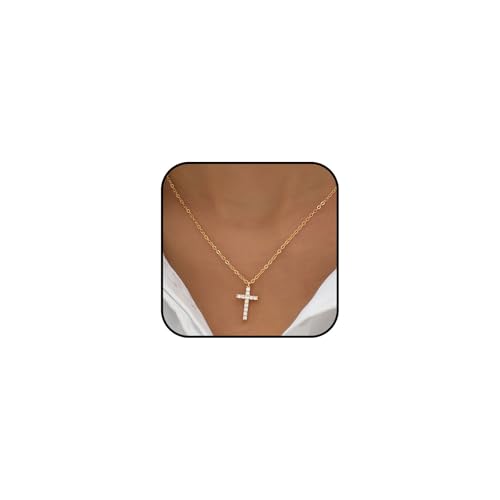Gold Cross Necklace for Women Rhinestone Cross Necklace Cross Crystal