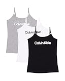 Calvin Klein Girl's Tank 3 Pack, Black/White/Heather Gray, Medium
