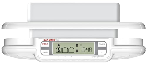 Cat Mate Elite Mikrochip-Katzenklappe mit Digitalem Timer & LCD-Anzeige (355) – Für Kleine bis Mittelgroße Katzen, Einfache Installation in UPVC-Türen, Glas und Holz, Weiß