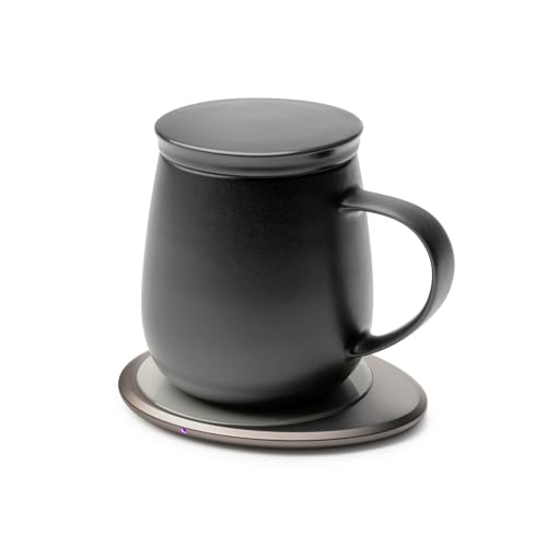 Image of Ui 3 Self-Heating Mug Set - Inkstone Black | 12 fl oz / 355 mL Ceramic Coffee & Tea Mug Set with Heating Pad
