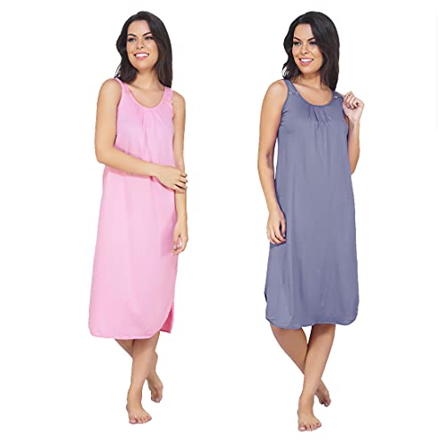 Image of BLAZON Women's Cotton Hosiery Solid Maxi Nighty Slip (Pack of 2) Available Sizes: S, M, L, XL, 2XL, 3XL, 4XL, 5XL