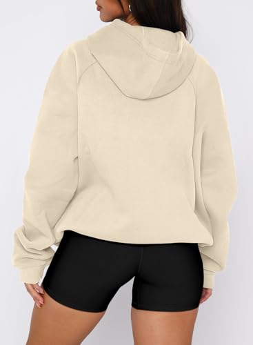 onlypuff Women Half Zipper Pullover Sweatshirt Long Sleeve Hoodies Kangaroo Pocket Fleece Basic Sweater