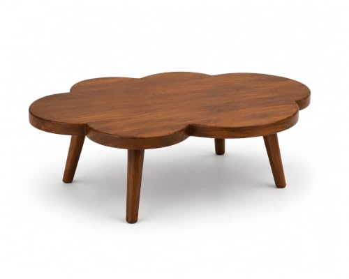Image of Wooden Cloud Shape Center Table for Living Room | Solid Sheesham Wood Coffee Table for Home | Accent Sofa Side Table | Honey Finish