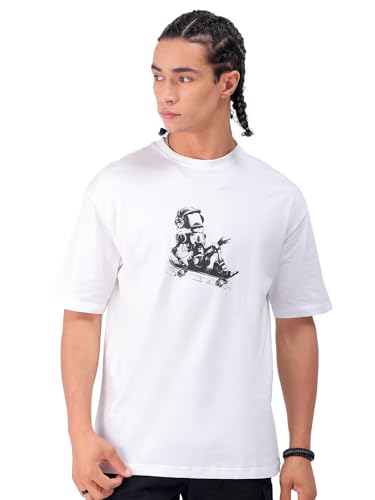 Image of The Indian Garage Co Men's Cotton Boxy Oversized Graphic Back Printed Round Neck Tshirt